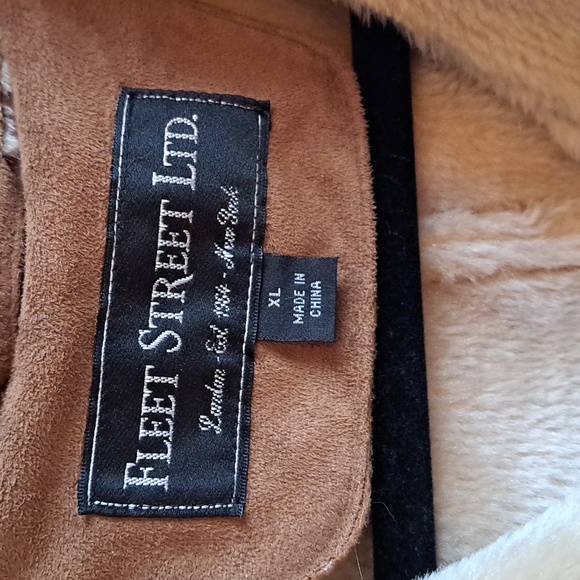 Fleet Street Ltd. London/New York size XL brown faux suede faux fur trim coat - Picture 2 of 7